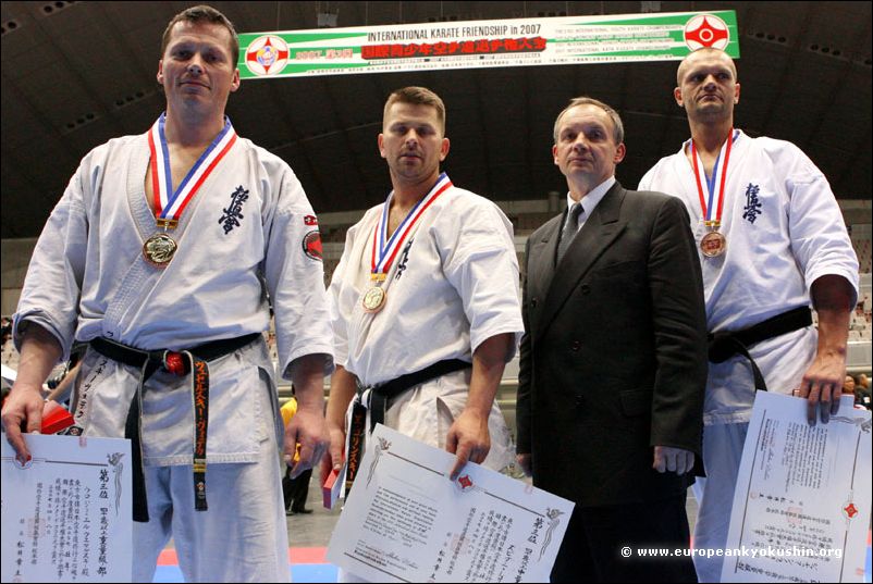 Senior 3rd place winners<br>with Shihan Andre Drewniak<br>Weselski,Golinski,Synoradzki